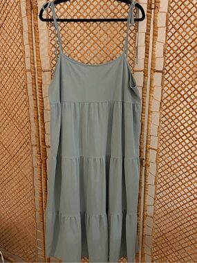 Women’s Tie-Strap Tiered Maxi Sundress in Sage Green